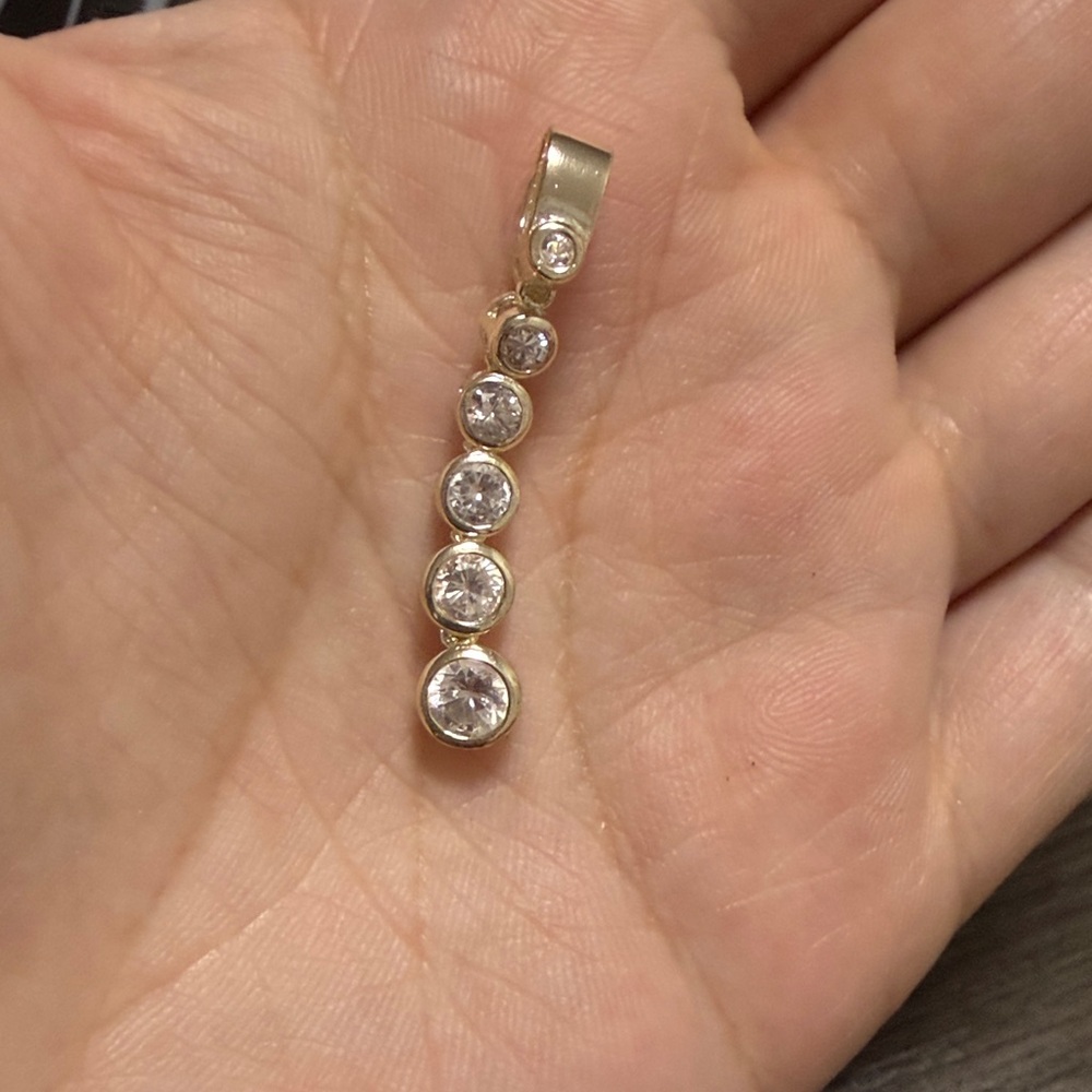 925 sterling silver Linear Cubic Zirconia Pendant - Elegant Drop Necklace Charm